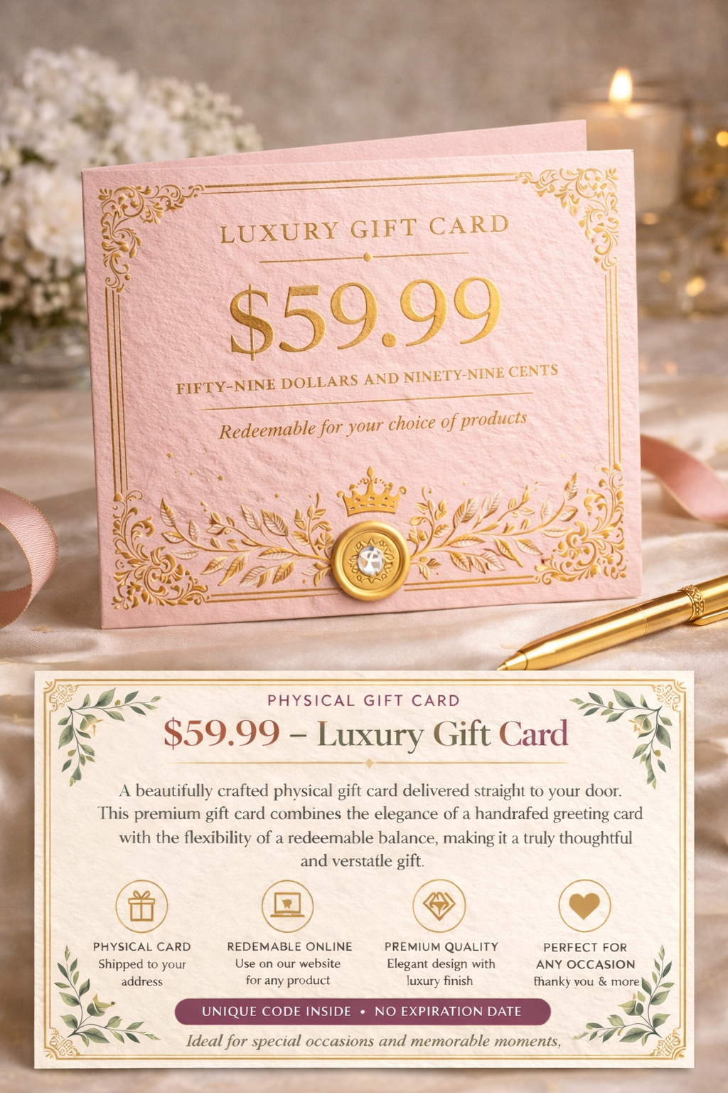 Luxury Physical Gift Card – Elegant Redeemable Greeting Card (Shipped to Your Door) - Image 4